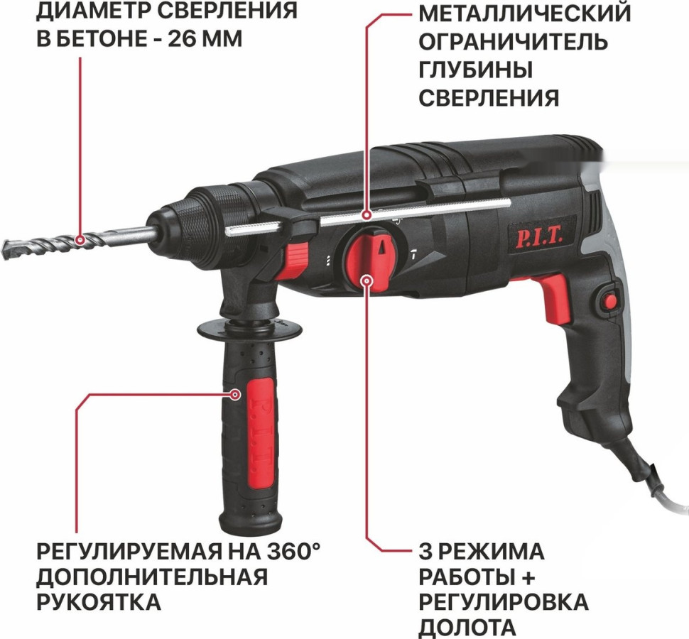 Перфоратор P.I.T. PBH26-C6 (кейс)