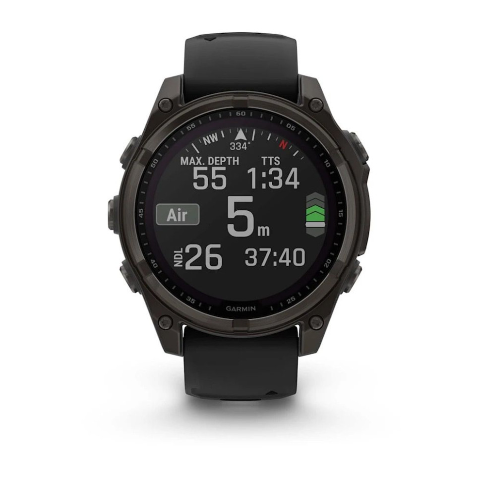 Умные часы Garmin Fenix 8 Solar, Sapphire 47мм (титановый угольно-серый DLC с черным ремешком)