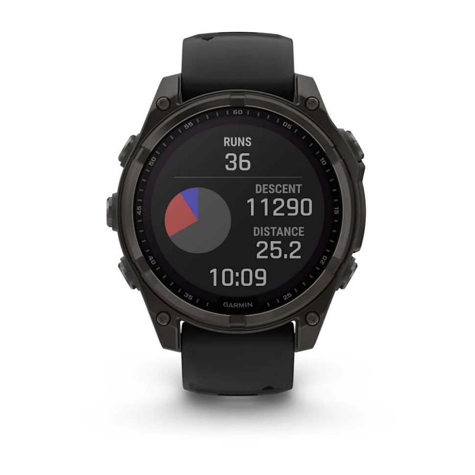 Умные часы Garmin Fenix 8 Solar, Sapphire 47мм (титановый угольно-серый DLC с черным ремешком)