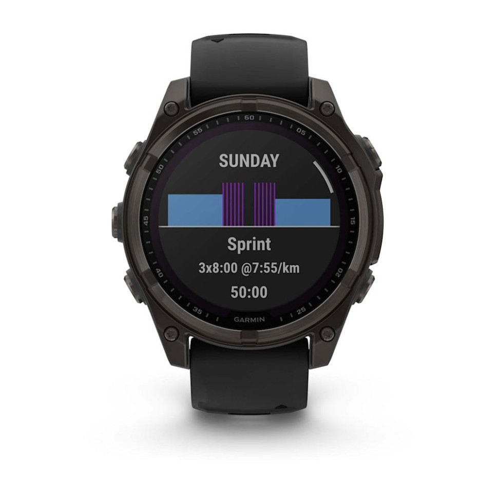 Умные часы Garmin Fenix 8 Solar, Sapphire 47мм (титановый угольно-серый DLC с черным ремешком)
