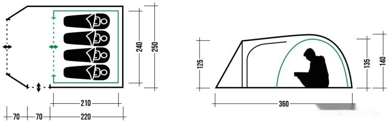 Палатка TREK PLANET Avola 4 (зеленый)
