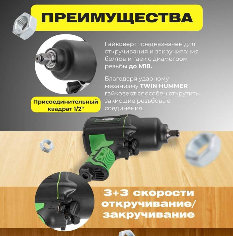Пневмогайковерт Eco AIW-1500S