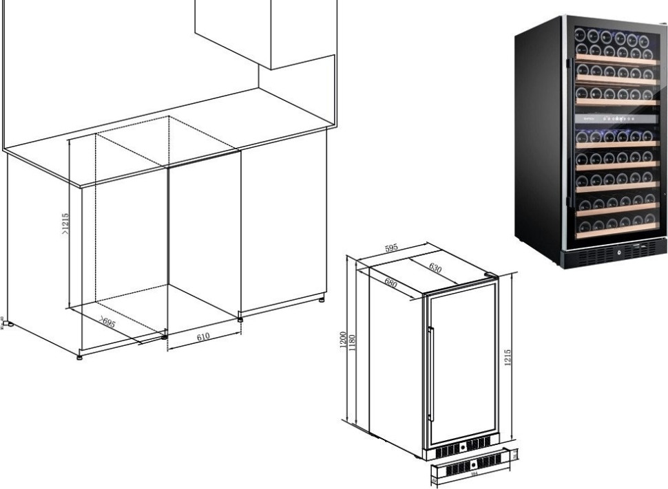 Винный шкаф Temptech WP120DCB