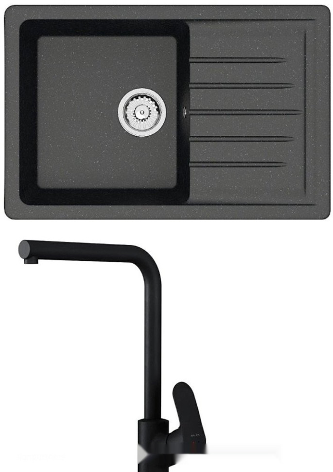 Кухонная мойка Berge BR-7602 + Like F8005022 (черный)