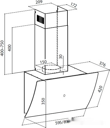 Вытяжка LEX Plaza GS 900 (белый)