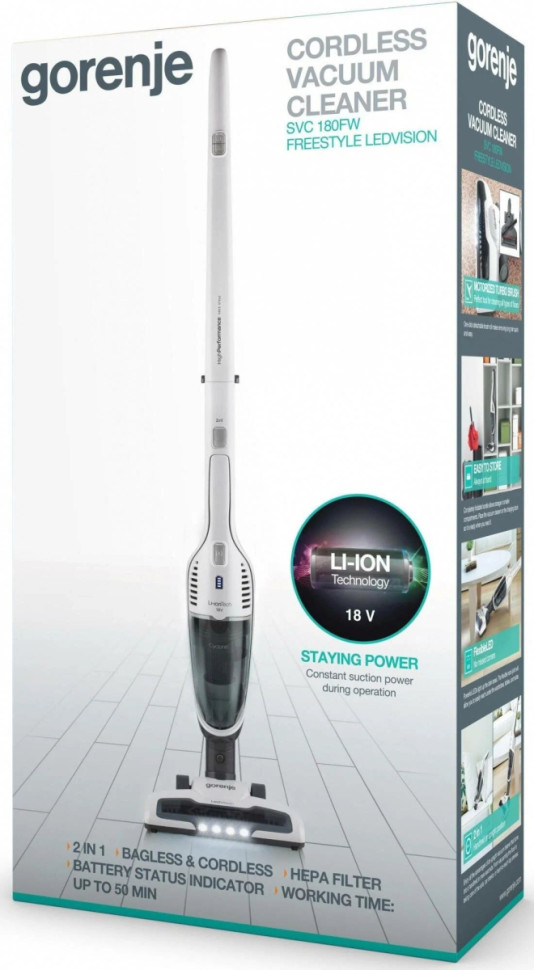Вертикальный пылесос Gorenje SVC180FW