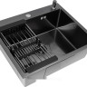 Кухонная мойка Basic CL DS Decor 60x50 (черный, коландер, дозатор)