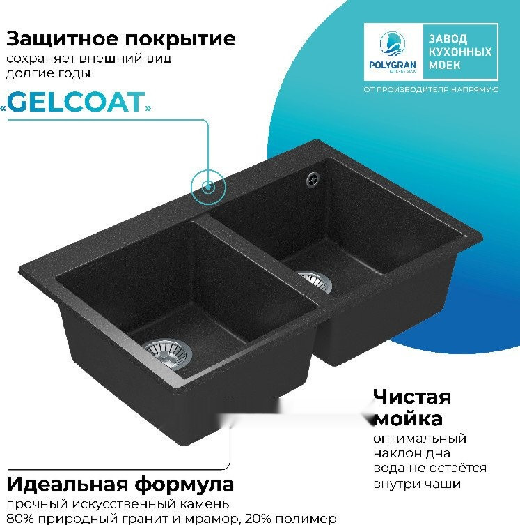 Кухонная мойка Polygran Brig 790 (черный)