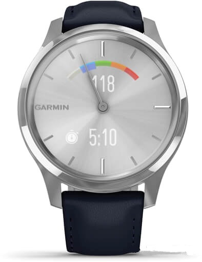 Гибридные умные часы Garmin Vivomove Luxe (серебристый/темно-синий)