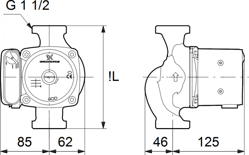 Циркуляционный насос Grundfos UPS 25-80 N 180