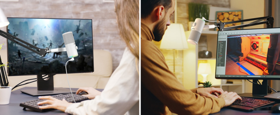 Проводной микрофон Maono DM30 (белый)