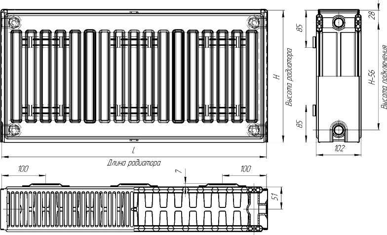 Радиатор Лидея ЛУ 22-511 500x1100